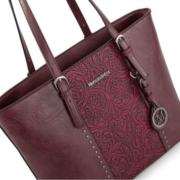 Montana West Tote Bag. A  Embossed Collection Purse 2Pcs Set - Picture 2 of 5